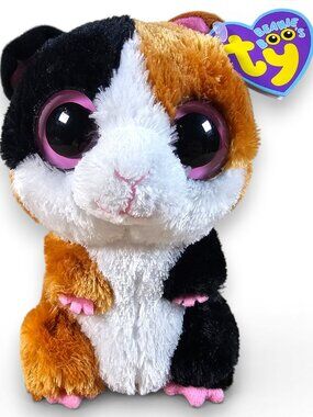 Ty Beanie Boos Nibbles Hamster Beanbag Plush Toy Solid Pink Eyes w/ Tags 2011 6"
